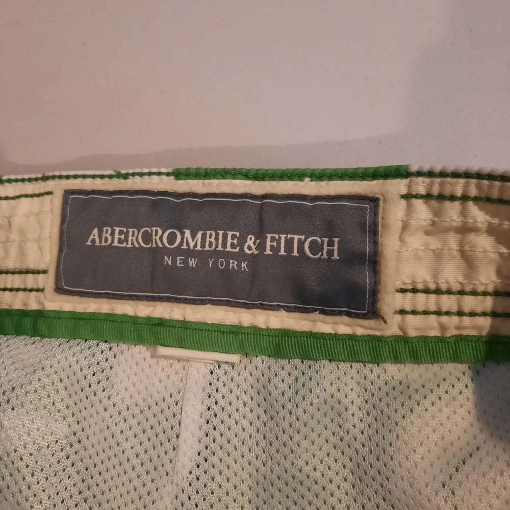 Vtg Abercrombie & Fitch Swim‎ Trunks Mens 36? Green Hawaiian Y2K Cargo Lined